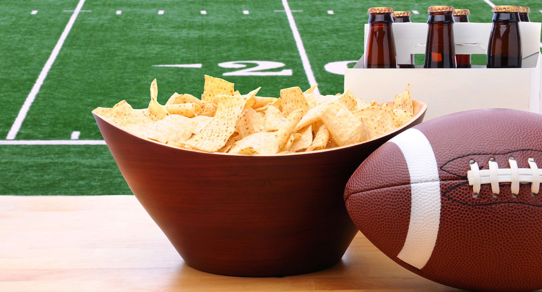 football, chips, and beer for super bowl Sunday!