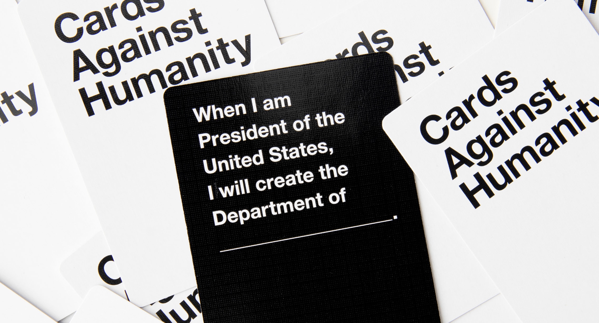 close-up of cards against humanity