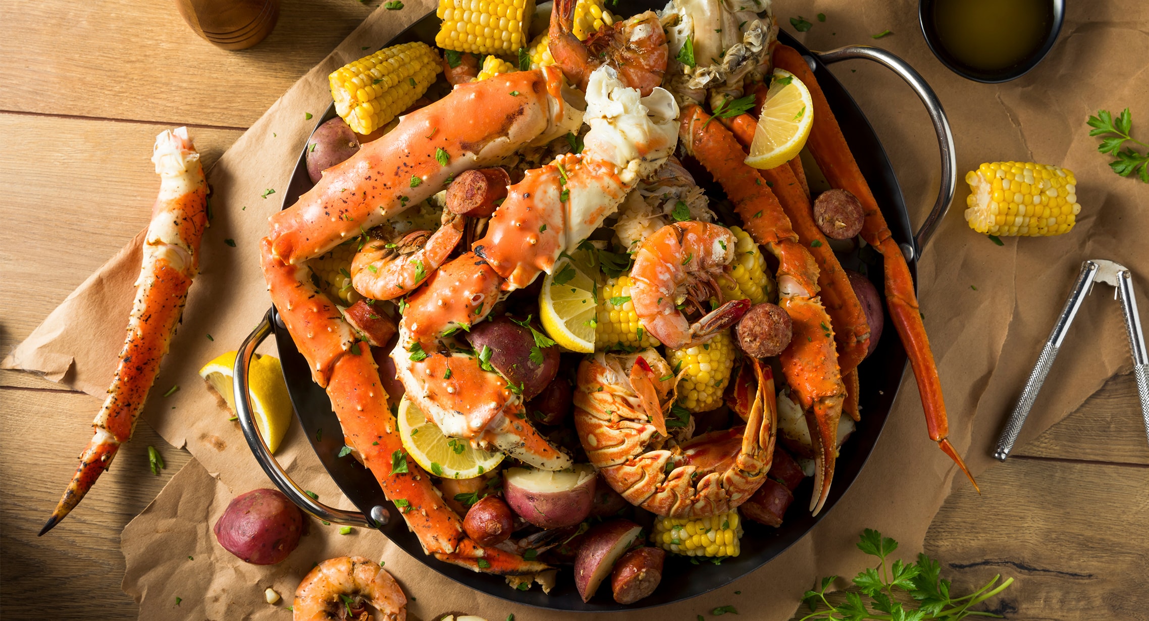 seafood boil close-up